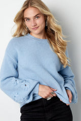 Pullover Blumenärmel in Blau