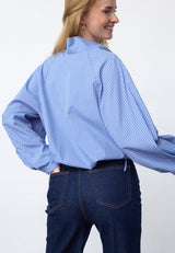 Bluse Edwin in Blau Gestreift