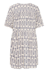Kleid mit Print in Creme-Blau– Viskose LENZING™ ECOVERO™, Modell Vera
