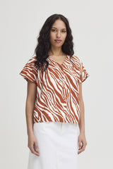 Kurzarm-Bluse mit Zebra-Print – Modell Yardeen aus LENZING™ ECOVERO™