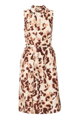Animalprint Midikleid LEONA – Viskose mit Bindegürtel