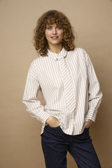 Bluse Zaba SH 1 in White Tobacco Stripe