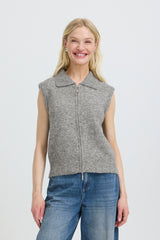 Weste Omea Zipper Slipover in Mid Grey Melange
