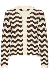 Strickjacke Magio O-Neck Cardigan in Zig Zag Stripe Java