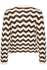 Strickjacke Magio O-Neck Cardigan in Zig Zag Stripe Java