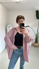 Lange Musselin Bluse Oversize in Mauve