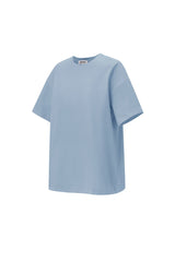 Basic T-Shirt aus Baumwolle – Blau, locker geschnitten