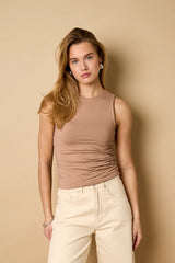 Figurbetontes Scrunch Top - Hellbraun