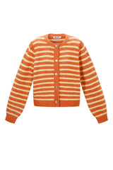 Cardigan in Orange gestreift
