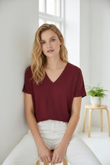 T-Shirt Fenya Modal V in Rhubarb