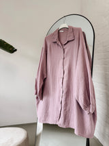 Lange Musselin Bluse Oversize in Mauve