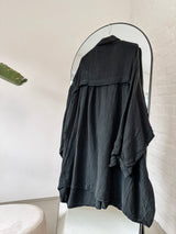 Lange Musselin Bluse Oversize in Schwarz