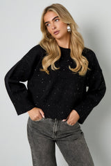Pullover mit Glitzer in Schwarz