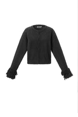 Cardigan Melli mit Fransen in Schwarz