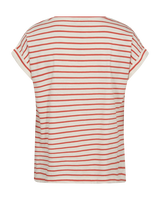 T-Shirt Viva in Tofu w. Hot Coral