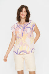 T- Shirt Blanca in Silver Peony Palm Breeze