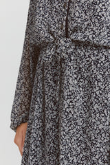Kleid Charlie in White/Blue Flower Printed
