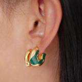 Ohrringe Amelia in Gold/ Petrol Green