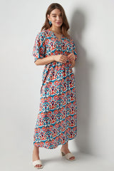Gemustertes Sommerkleid - Rot/Blau