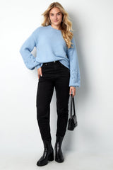 Pullover Blumenärmel in Blau