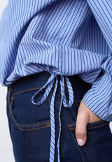 Bluse Edwin in Blau Gestreift
