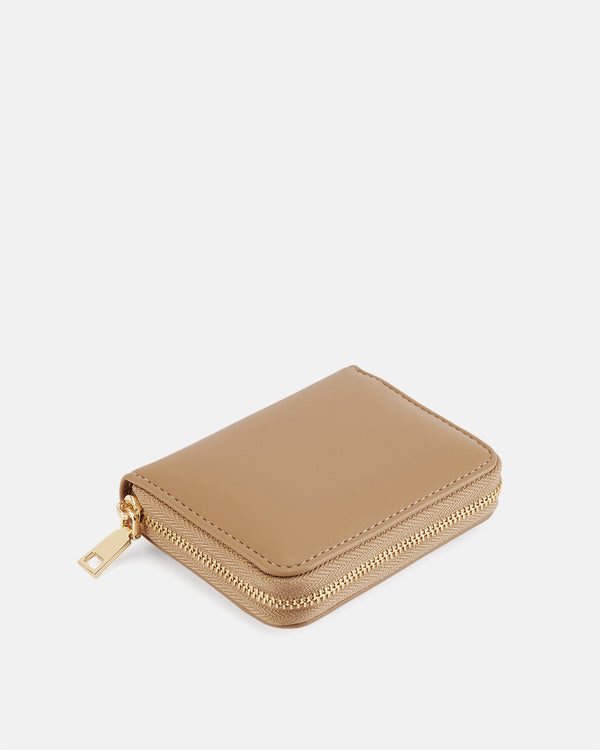Seidenfelt Ylva – Kompakte Brieftasche in Coffee & Cream