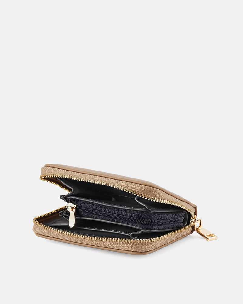 Seidenfelt Ylva – Kompakte Brieftasche in Coffee & Cream