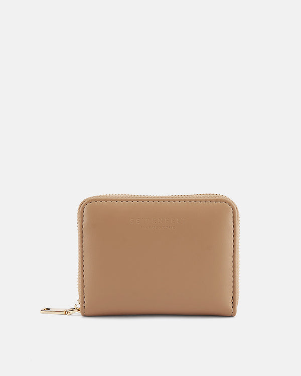 Seidenfelt Ylva – Kompakte Brieftasche in Coffee & Cream
