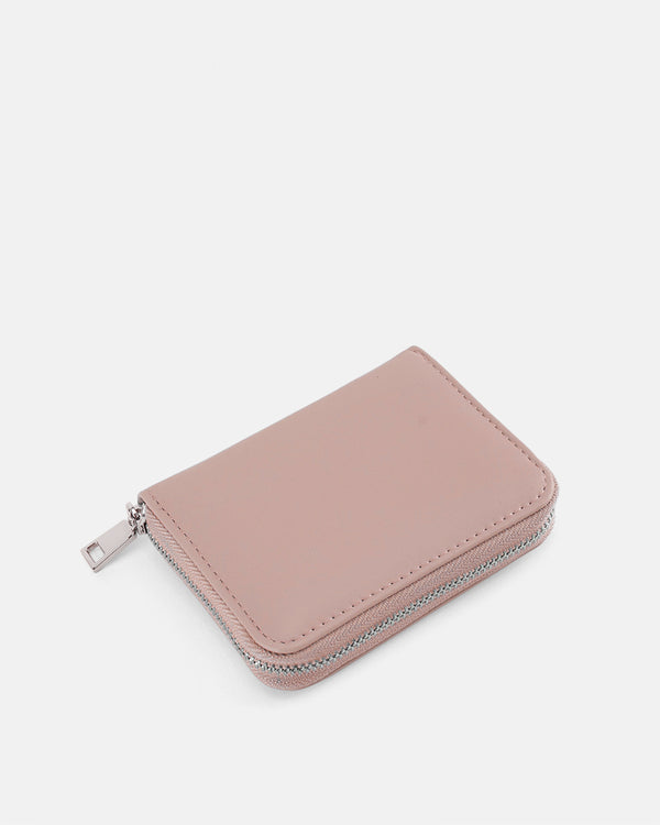 Seidenfelt Ylva – Kompakte Brieftasche in Rosa mit goldenem Reißverschluss
