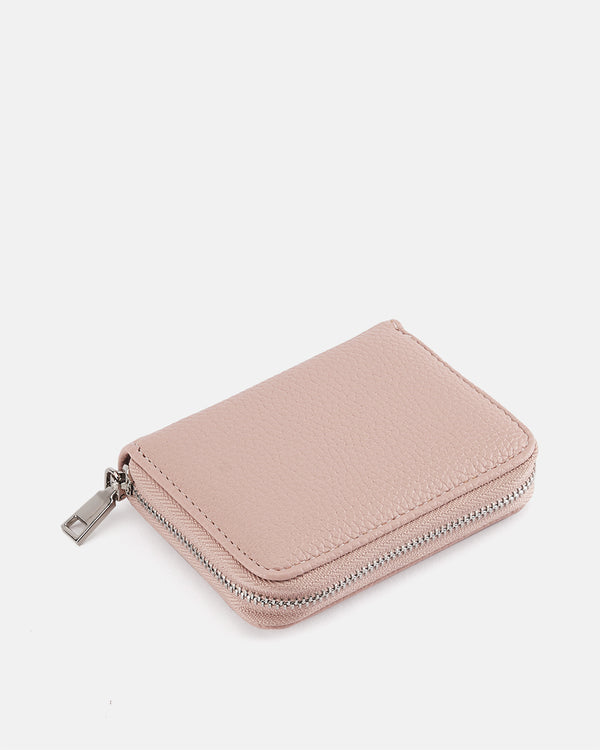 Seidenfelt Ylva – Kompakte Brieftasche in Shy Rose mit goldenem Reißverschluss