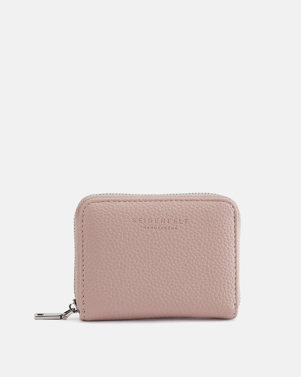 Seidenfelt Ylva – Kompakte Brieftasche in Shy Rose mit goldenem Reißverschluss