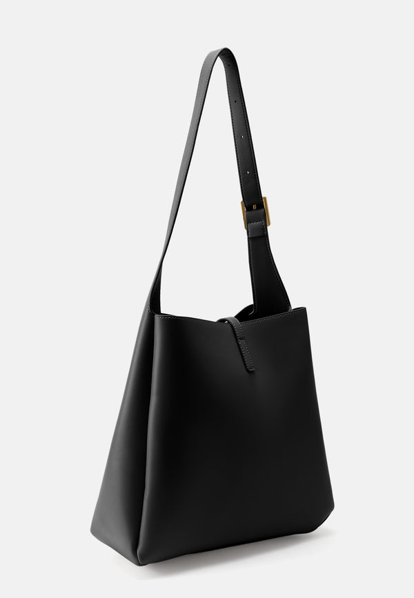 Hobo Bag „Loviisa“ – Stilvolle Schultertasche mit Statement-Schließe in Schwarz