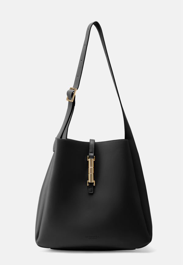 Hobo Bag „Loviisa“ – Stilvolle Schultertasche mit Statement-Schließe in Schwarz