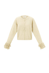 Cardigan Melli mit Fransen in Beige
