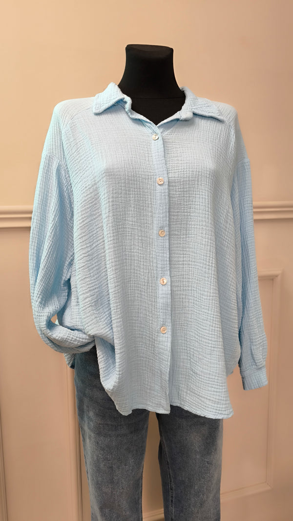 Musselin Bluse in Hellblau