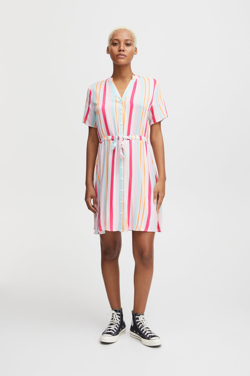 Kleid Vera in Carmine Multi Stripe