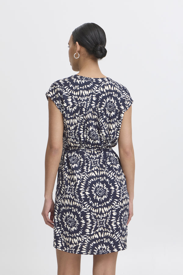 Kleid in Navy mit Print – Viskose-Stretch, Modell Aya