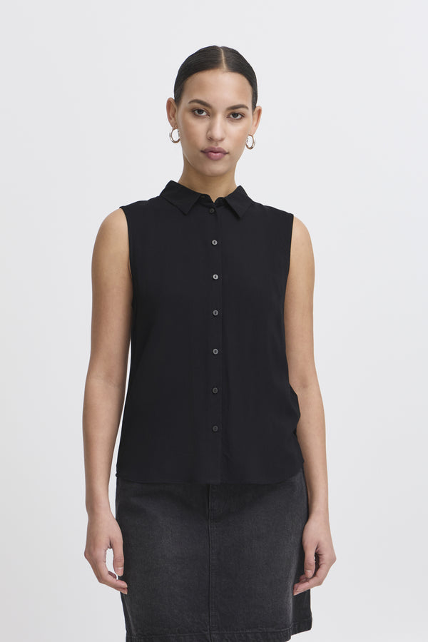 Ärmellose Bluse „Vera“ in Schwarz – Viscose