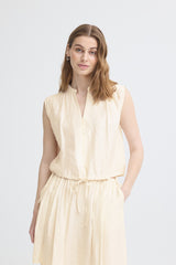 Kurzarmbluse Elvias in Beige
