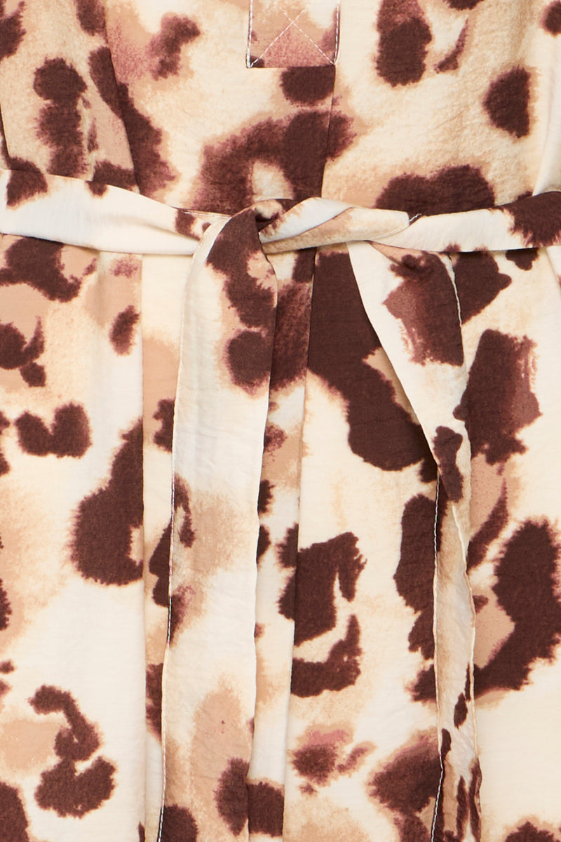 Animalprint Midikleid LEONA – Viskose mit Bindegürtel