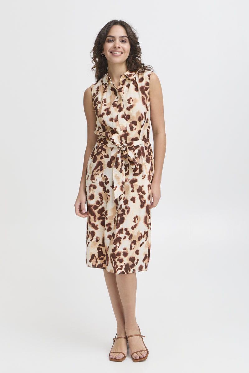Animalprint Midikleid LEONA – Viskose mit Bindegürtel