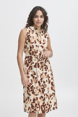 Animalprint Midikleid LEONA – Viskose mit Bindegürtel