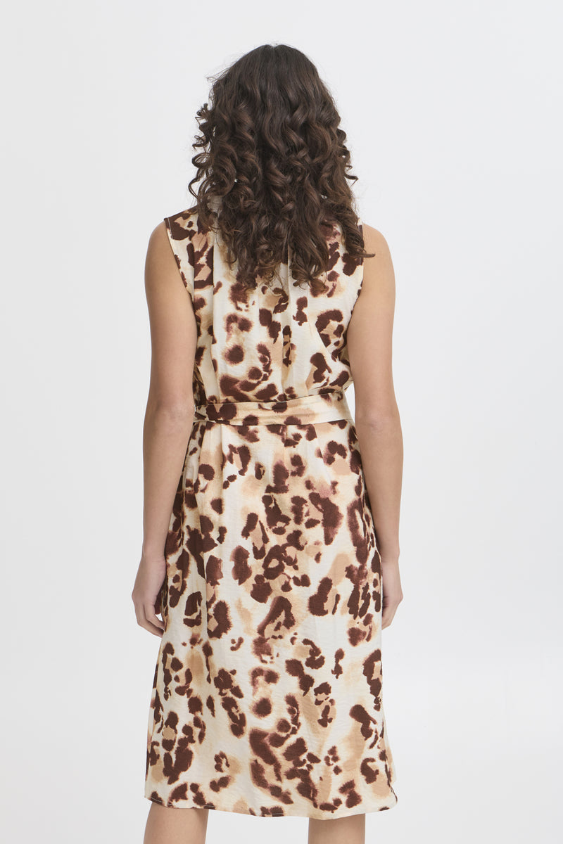 Animalprint Midikleid LEONA – Viskose mit Bindegürtel