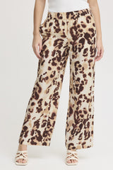 Leichte Hose mit Leo-Print – Leona in Braun