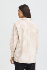 Bluse Zaba SH 1 in White Tobacco Stripe