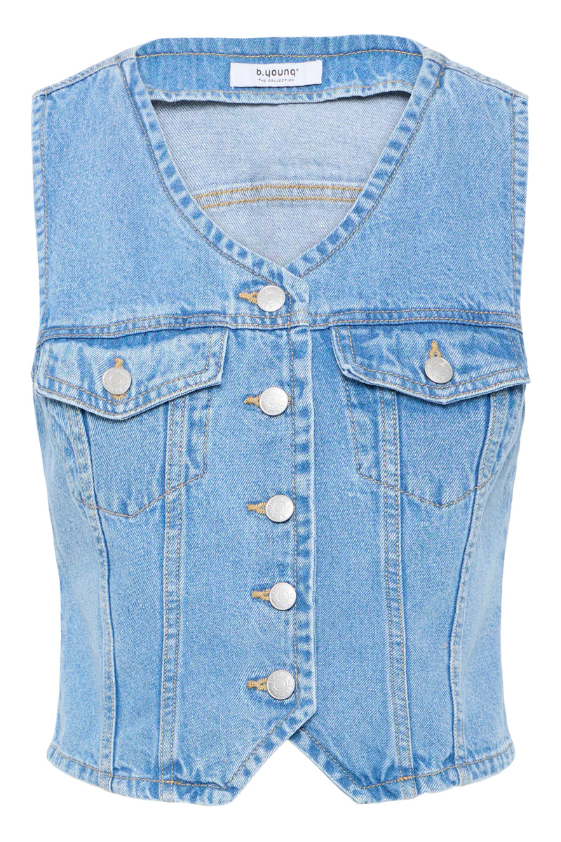 Kallie Jeansweste – Figurschmeichelnde Denim-Weste mit Vintage-Flair