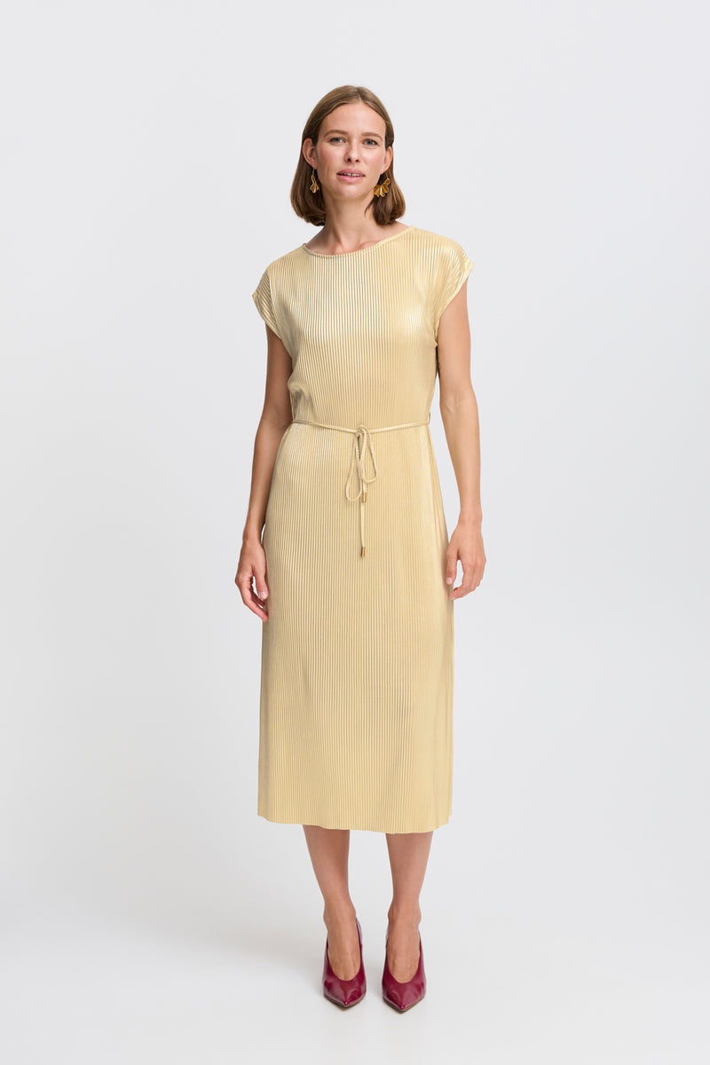 Schimmerndes Gold-Midi-Kleid  – Modell Pille