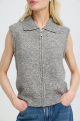 Weste Omea Zipper Slipover in Mid Grey Melange