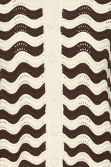 Strickjacke Magio O-Neck Cardigan in Zig Zag Stripe Java