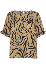 Bluse Alisa in Brown Animal Print